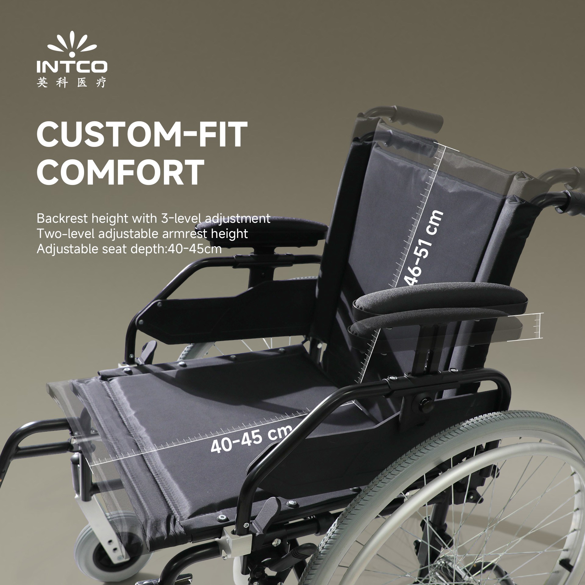 The YK9055 K5 manual wheelchair is designed to make your daily life easier and more comfortable. 