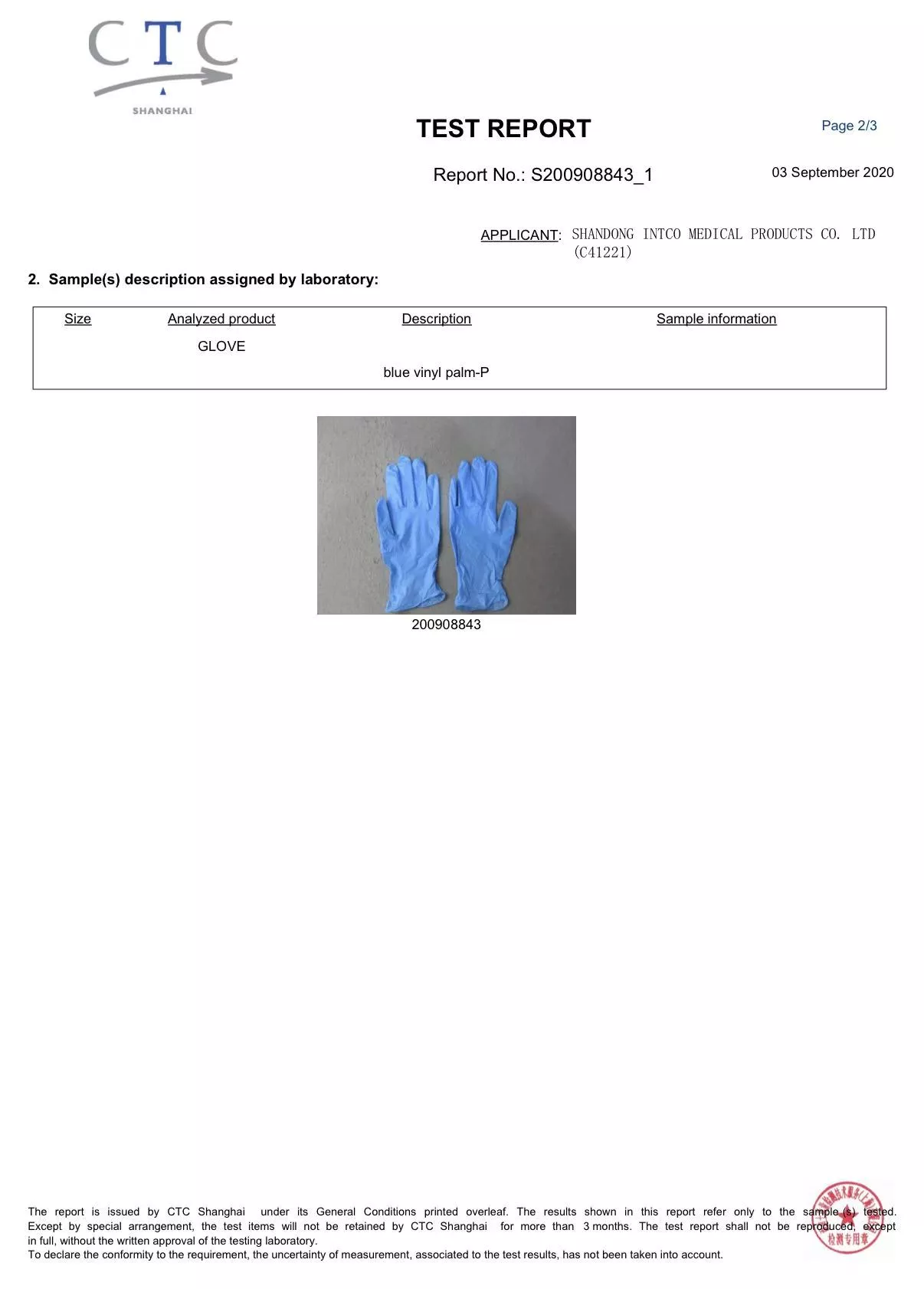 Europe Region – Synmax – Occupational Safety – Qingzhou Plant – EN 16523-1 Chemical Resistance Test (30% Hydrogen Peroxide) – Blue – September 3, 2020 (1)