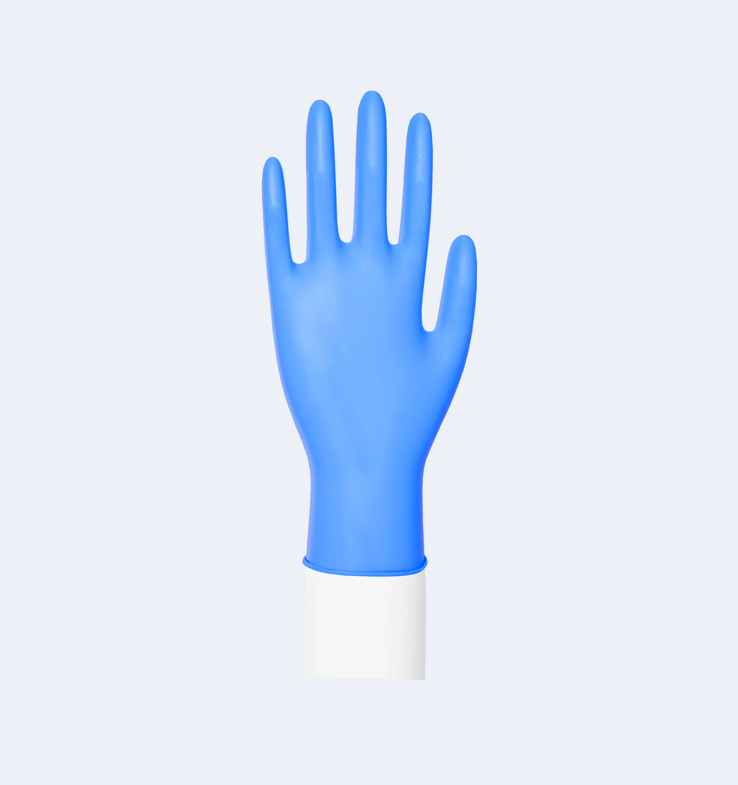 Blue Accelerator-Free Nitrile Gloves Side Display