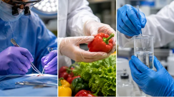 Medical, food handling, and laboratory disposable glove applications