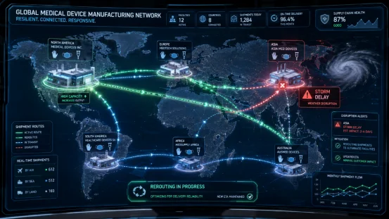 Global medical supply chain rerouting dashboard