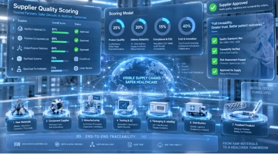 Medical device supplier quality scoring and end-to-end traceability dashboard